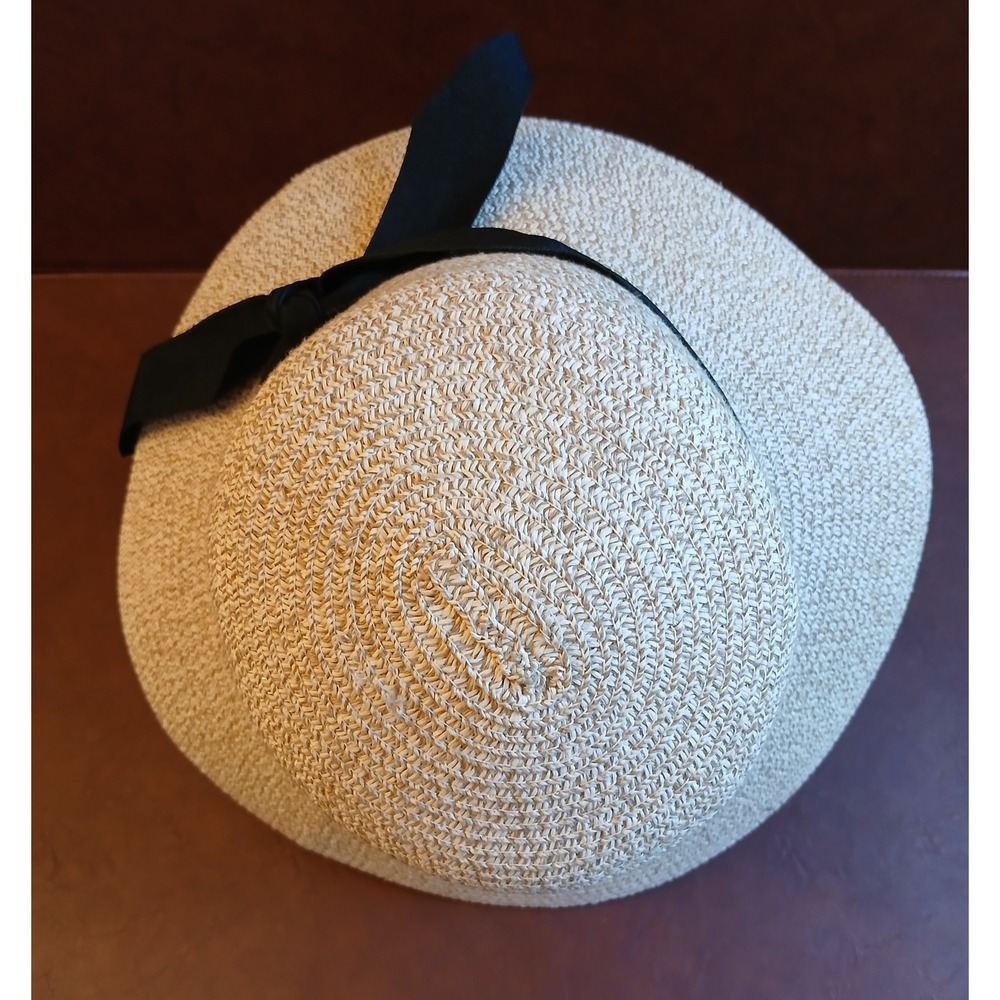 FURTALK Womens Straw Sun Hat Wide Brim Beach Summer Bow Cap Beige Large - Picture 4 of 8